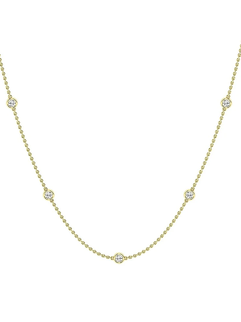 14K Yellow Gold & Lab-Grown 7-Diamond Station Necklace/0.70-2.10 TCW