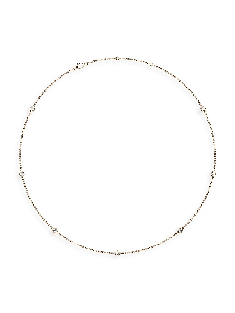 14K Rose Gold & Lab-Grown 7-Diamond Station Necklace/0.70-2.10 TCW