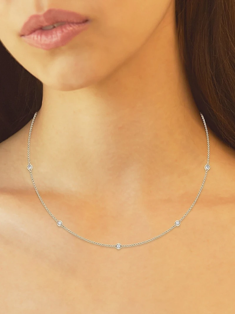 14K Rose Gold & Lab-Grown 7-Diamond Station Necklace/0.70-2.10 TCW