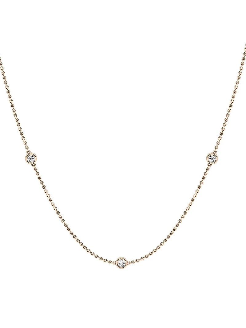 14K Rose Gold & Lab-Grown 7-Diamond Station Necklace/0.70-2.10 TCW