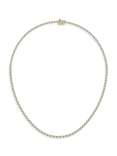 14K Gold & Emerald Cut Lab-Grown Diamond Tennis Necklace/10.00-22.00 TCW