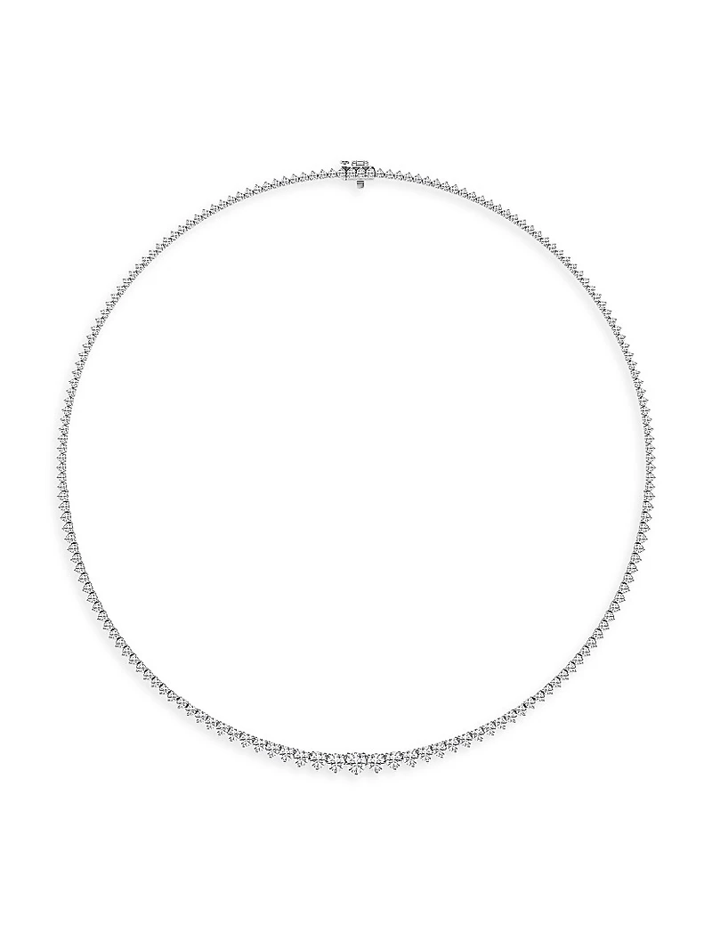 Platinum & Graduated Round Lab-Grown Diamond Tennis Necklace/5.00-20.00 TCW