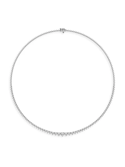 Platinum & Graduated Round Lab-Grown Diamond Tennis Necklace/5.00-20.00 TCW
