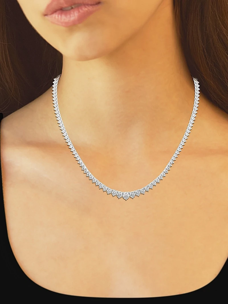 Platinum & Graduated Round Lab-Grown Diamond Tennis Necklace/5.00-20.00 TCW