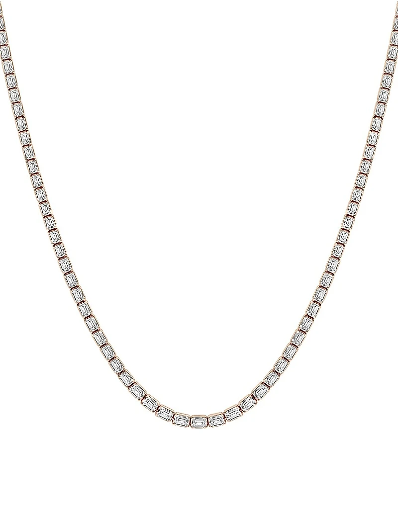 14K Rose Gold & Emerald-Cut Lab-Grown Diamond Tennis Necklace 10.00-22.00 TCW