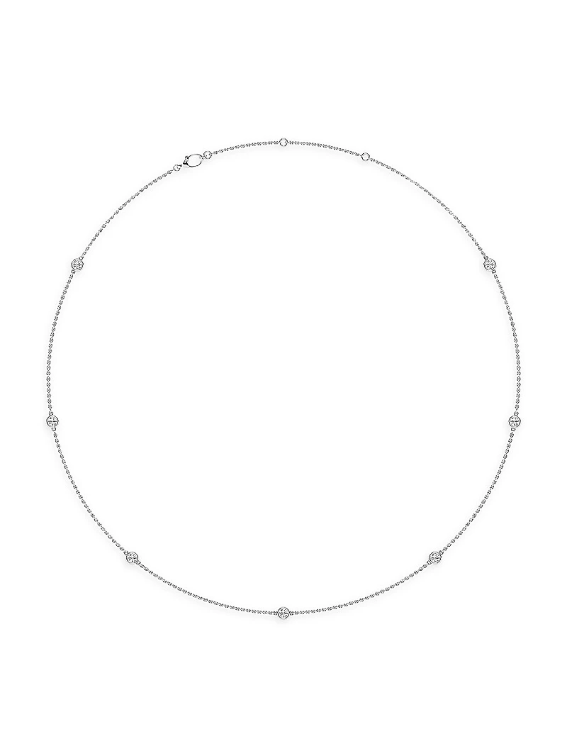 14K White Gold & Lab-Grown 7-Diamond Station Necklace/0.70-2.10 TCW