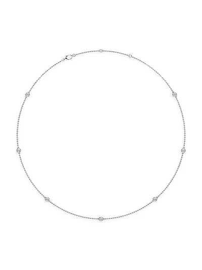 14K White Gold & Lab-Grown 7-Diamond Station Necklace/0.70-2.10 TCW