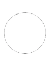 14K White Gold & Lab-Grown 7-Diamond Station Necklace/0.70-2.10 TCW