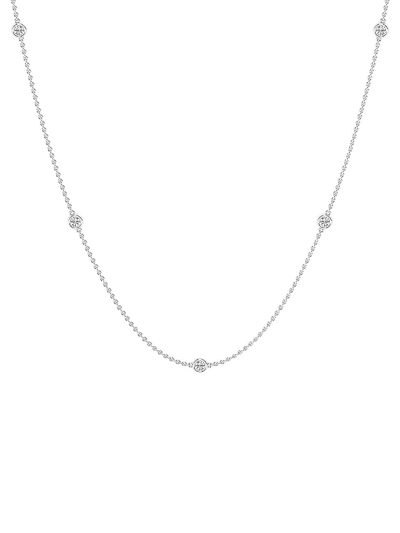 14K White Gold & Lab-Grown 7-Diamond Station Necklace/0.70-2.10 TCW