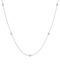14K White Gold & Lab-Grown 7-Diamond Station Necklace/0.70-2.10 TCW