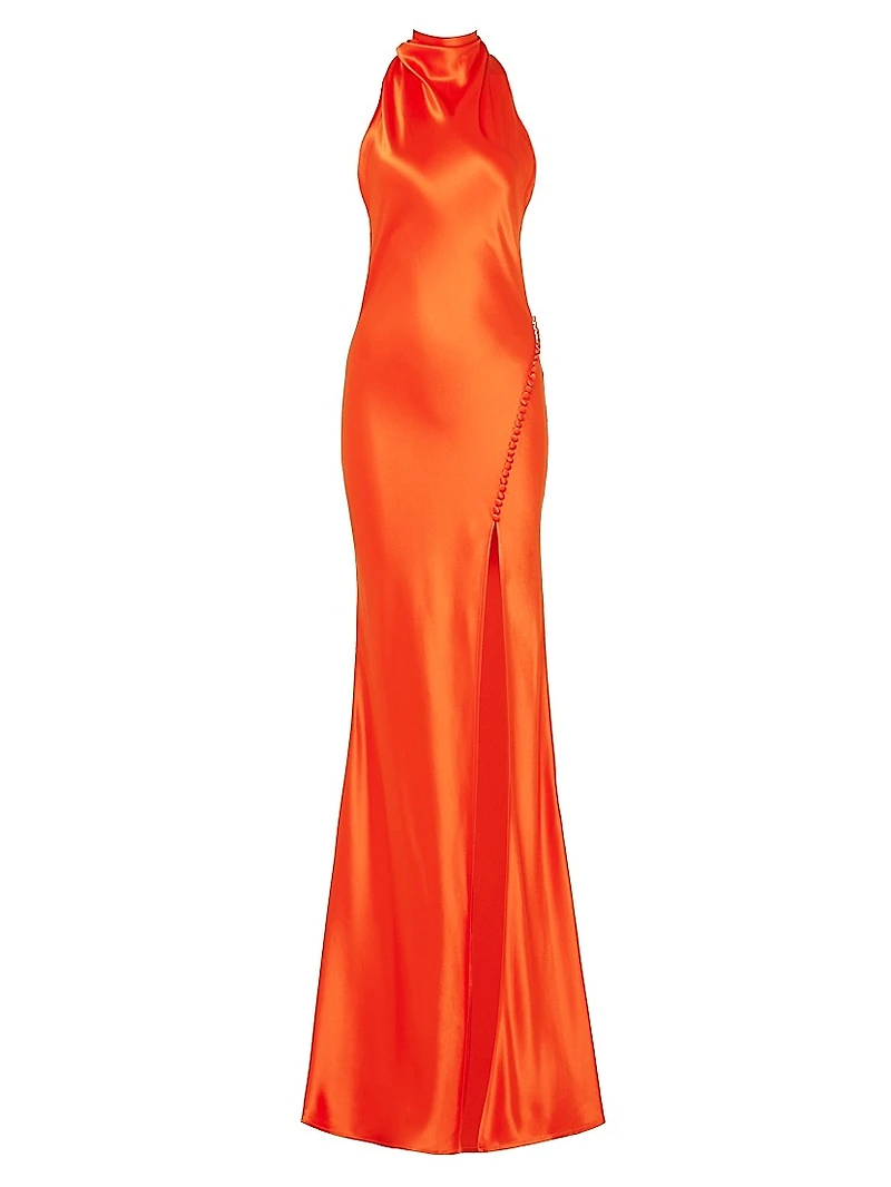 Penelope Satin Halterneck Gown