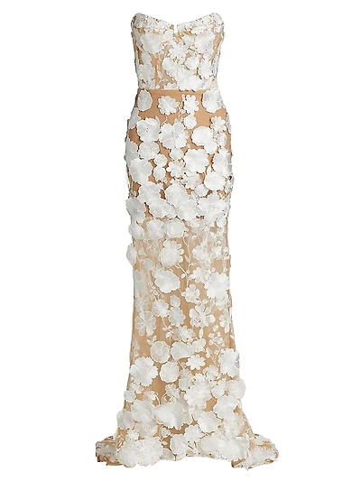 Jasmine Floral Appliqué Mermaid Gown