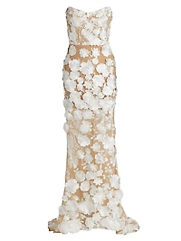 Jasmine Floral Appliqué Mermaid Gown