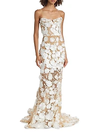 Jasmine Floral Appliqué Mermaid Gown