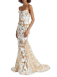 Jasmine Floral Appliqué Mermaid Gown