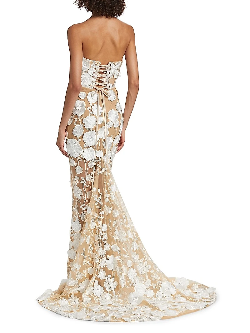 Jasmine Floral Appliqué Mermaid Gown