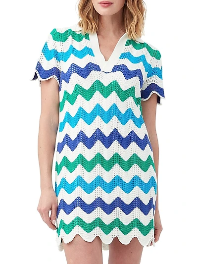 Lido Chevron Crochet Cover-Up Minidress