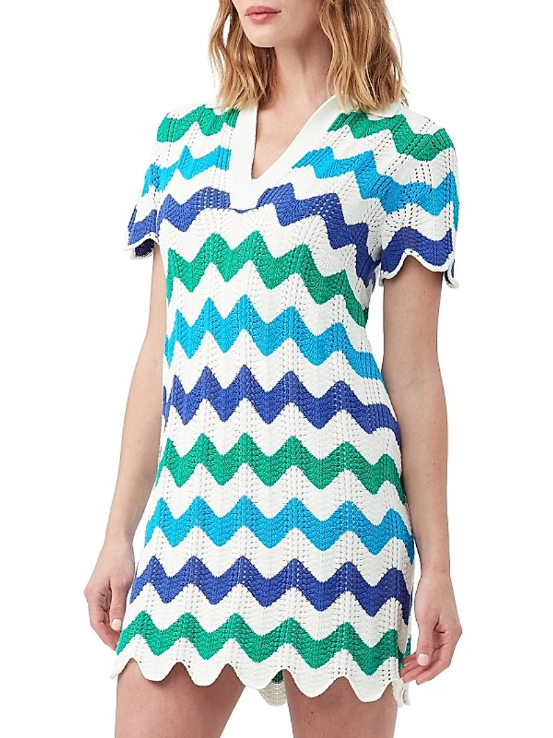 Lido Chevron Crochet Cover-Up Minidress