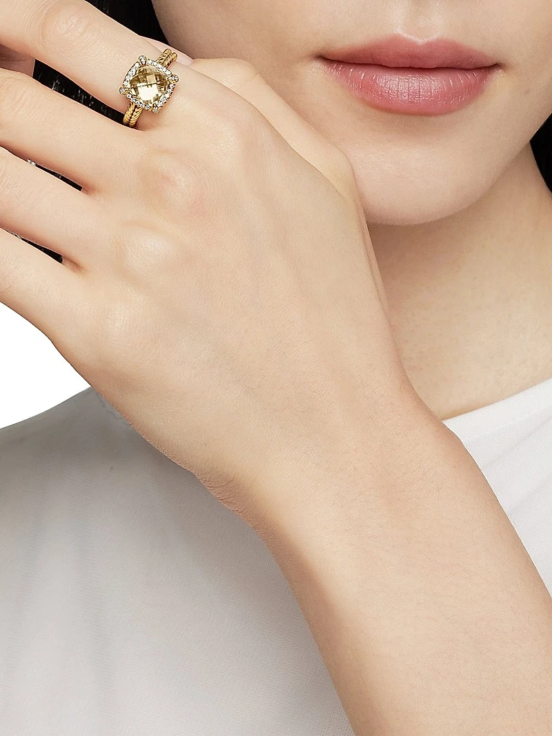 Chatelaine Pavé Bezel Ring 18K Yellow Gold