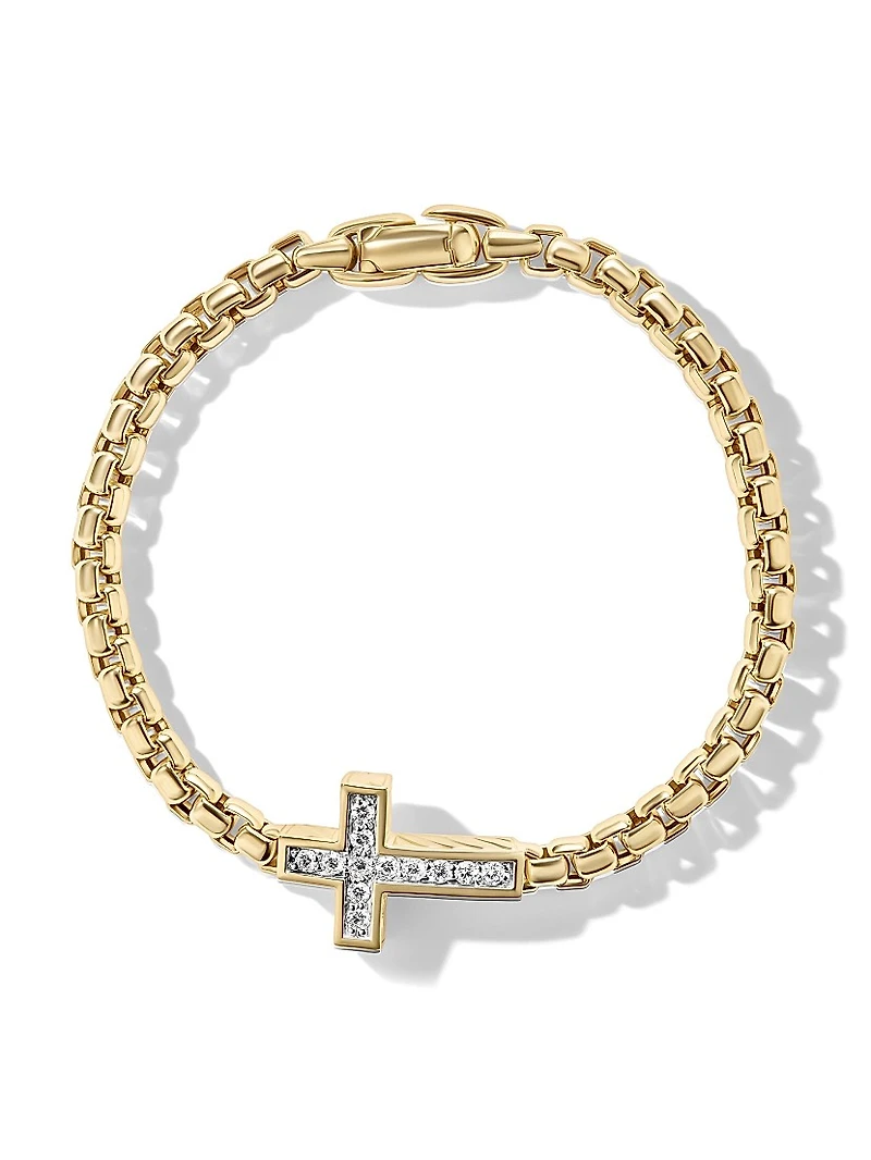 Pavé Cross Bracelet 18K Yellow Gold