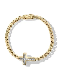 Pavé Cross Bracelet 18K Yellow Gold