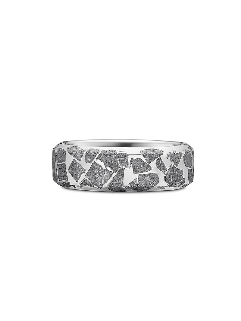 Meteorite Band Ring Sterling Silver, 8.5MM