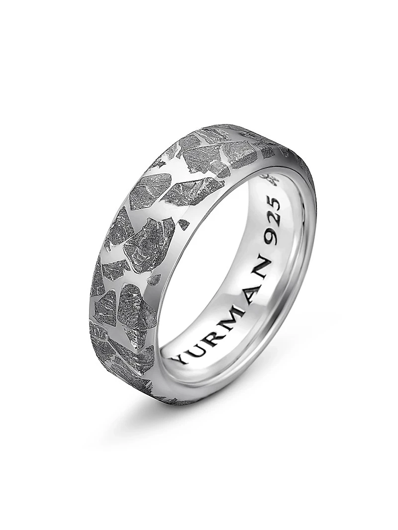 Meteorite Band Ring Sterling Silver, 8.5MM