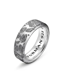 Meteorite Band Ring Sterling Silver, 8.5MM