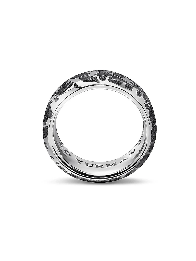 Meteorite Band Ring Sterling Silver, 8.5MM