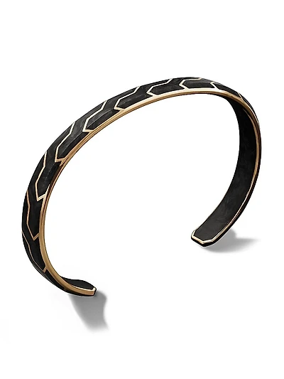 Forged Carbon Cuff Bracelet 18K Yellow Gold