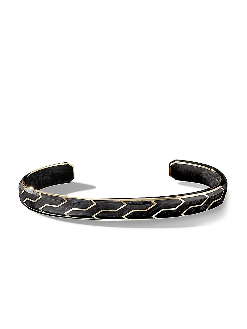 Forged Carbon Cuff Bracelet 18K Yellow Gold