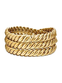 Sculpted Cable Triple Wrap Bracelet 18K Yellow Gold, 8.5MM