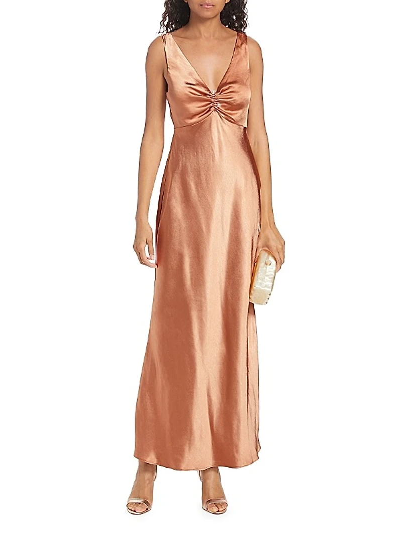 Rendezvous Satin V-Neck Maxi Dress