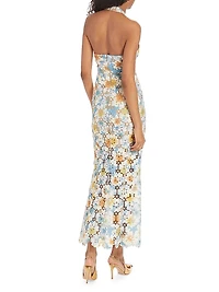 Nesting Floral Lace Halter Maxi Dress