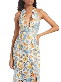 Nesting Floral Lace Halter Maxi Dress