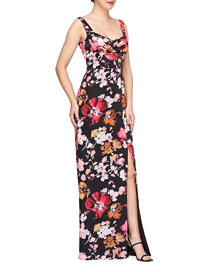 Nicole Floral Organza Column Gown