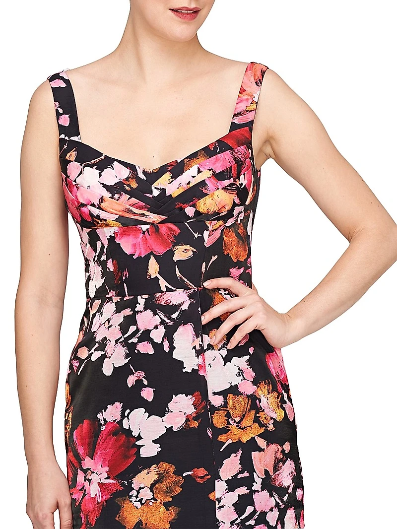 Nicole Floral Organza Column Gown