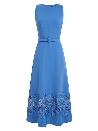 Vivianne Lace-Detailed Stretch Crepe Midi-Dress