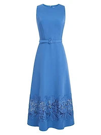 Vivianne Lace-Detailed Stretch Crepe Midi-Dress