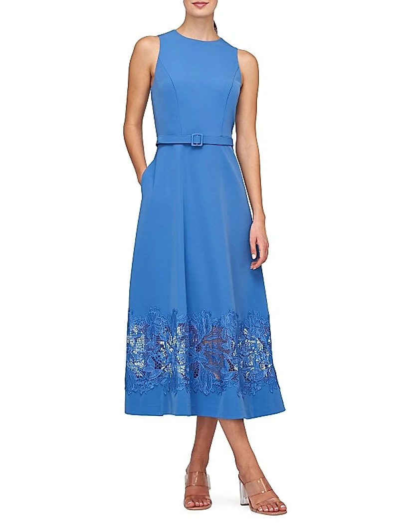 Vivianne Lace-Detailed Stretch Crepe Midi-Dress