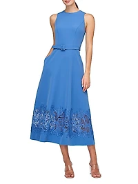 Vivianne Lace-Detailed Stretch Crepe Midi-Dress
