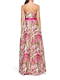 Bella Metallic Jacquard Hi-Low Gown