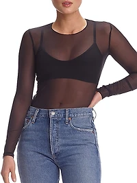 Chic Mesh Long-Sleeve Blouse