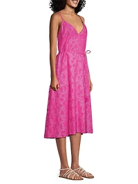 Shimmer Floral Tie-Waist Jacquard Slipdress