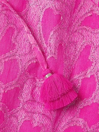 Shimmer Floral Tie-Waist Jacquard Slipdress