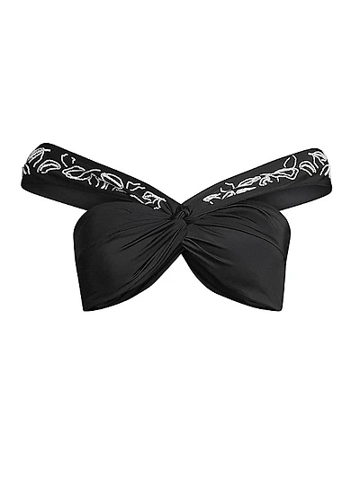 Beaded Off-the-Shoulder Bikini Top