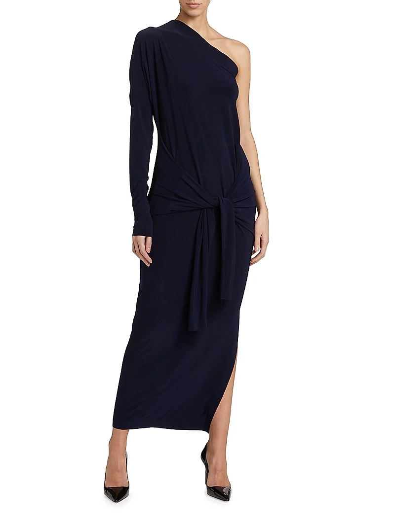 One-Shoulder Draped Maxi Dress