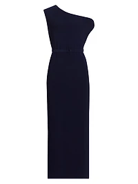 Belted One-Shoulder Gown