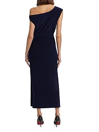 Belted One-Shoulder Gown