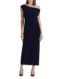 Belted One-Shoulder Gown